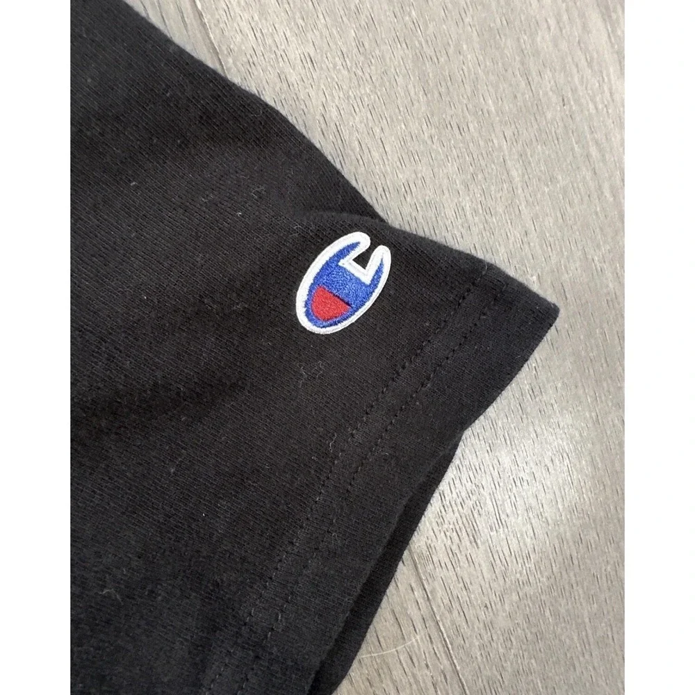 Champion Shirt Mens XL Black Big Logo Script‎ Front Graphic Tee Short Sleeve